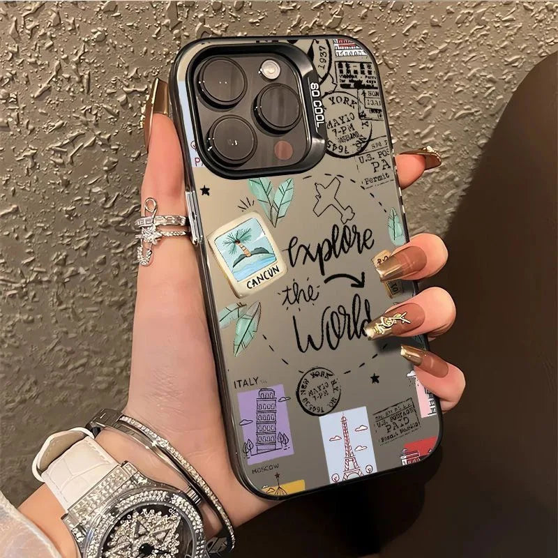 Coque Explore the world pour iPhone Xs Xr 11 12 13 Mini 14 15 16 17 Pro Max
