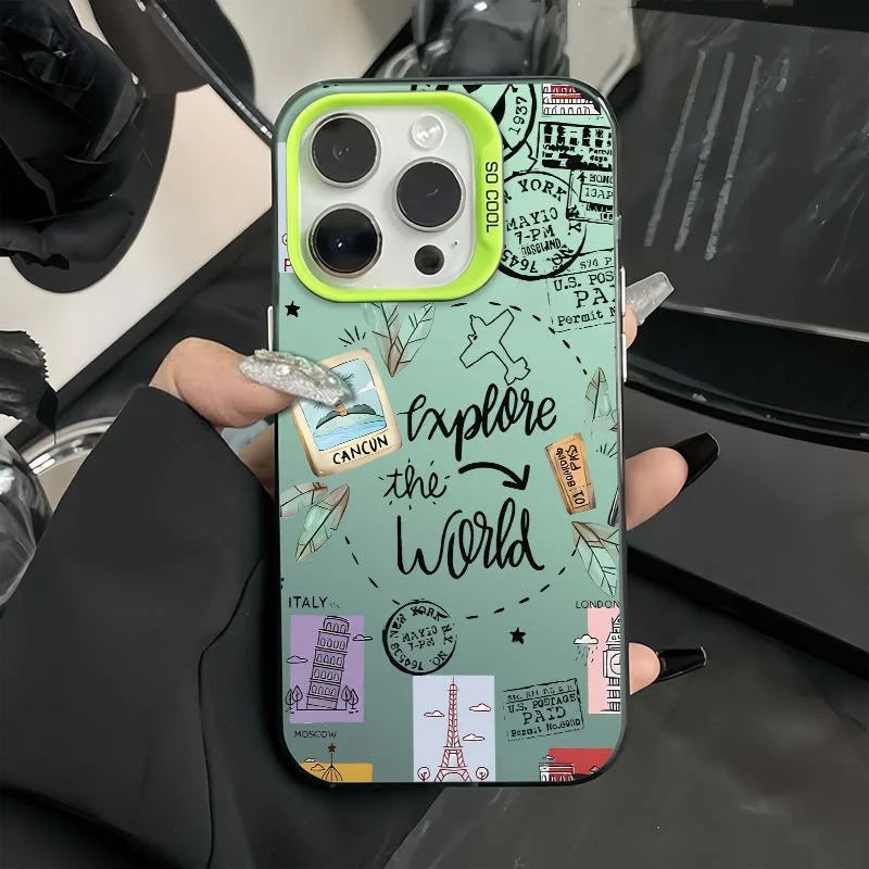 Coque Explore the world pour iPhone Xs Xr 11 12 13 Mini 14 15 16 17 Pro Max