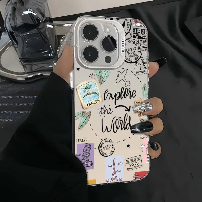 Coque Explore the world pour iPhone Xs Xr 11 12 13 Mini 14 15 16 17 Pro Max