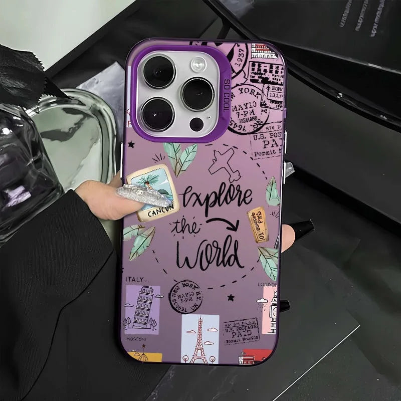 Coque Explore the world pour iPhone Xs Xr 11 12 13 Mini 14 15 16 17 Pro Max